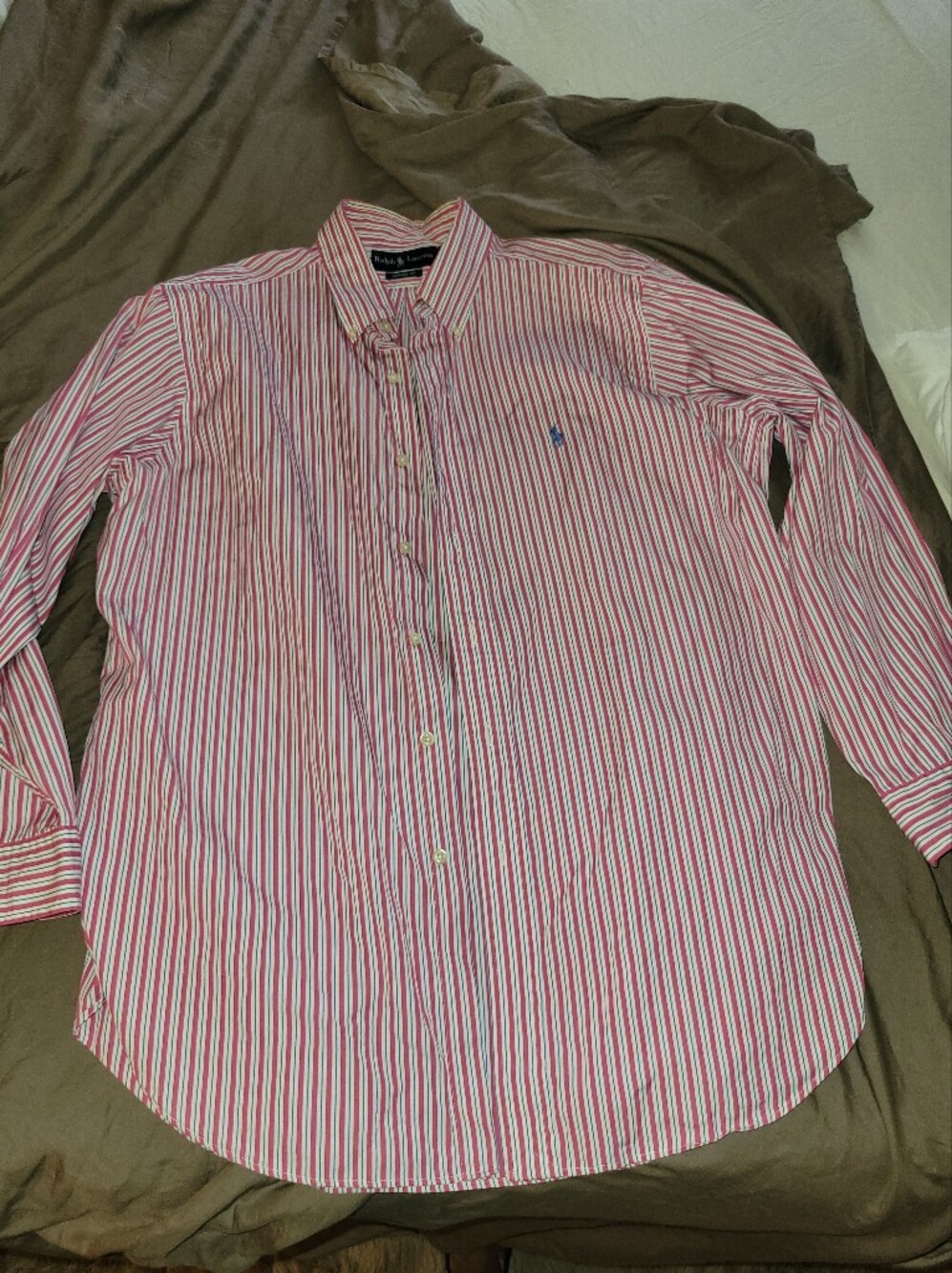 Polo by Ralph Lauren Red & White Vertical Stripe Button-Down Shirt